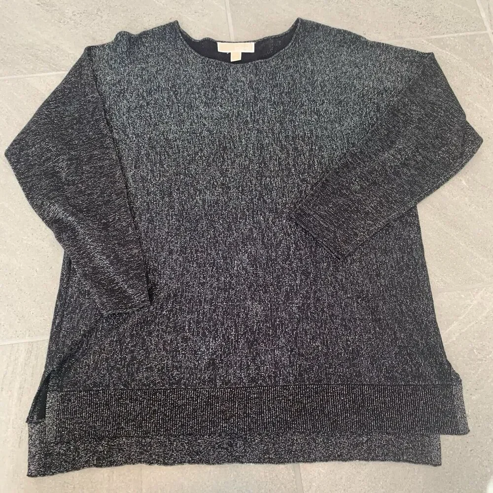 MSRP $99.50 - MICHAEL KORS Long Sleeve Sweater black /silver Size L